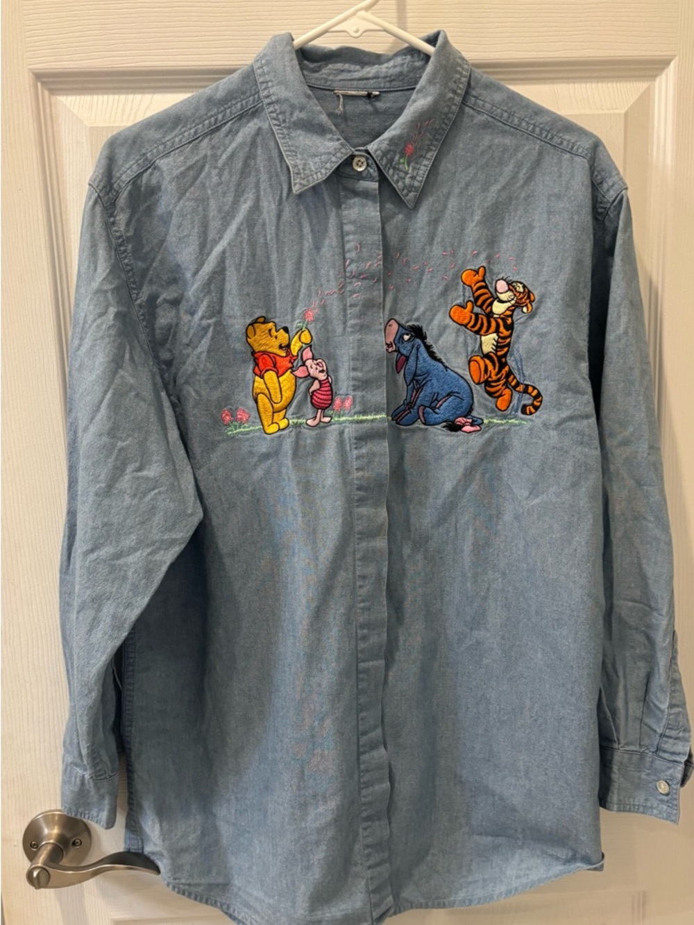 Winnie the Pooh Vintage Embroidered Denim Shirt‎ - Blue